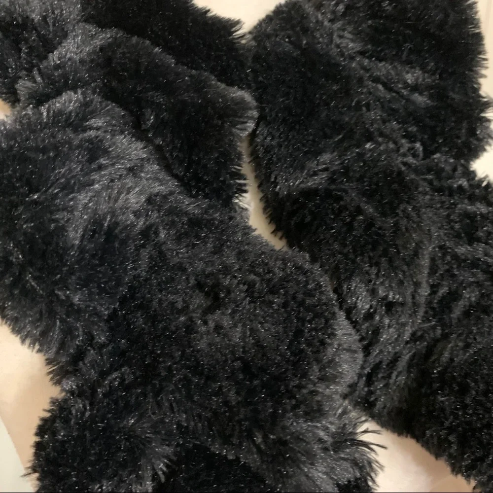 Super soft black faux fur scarf